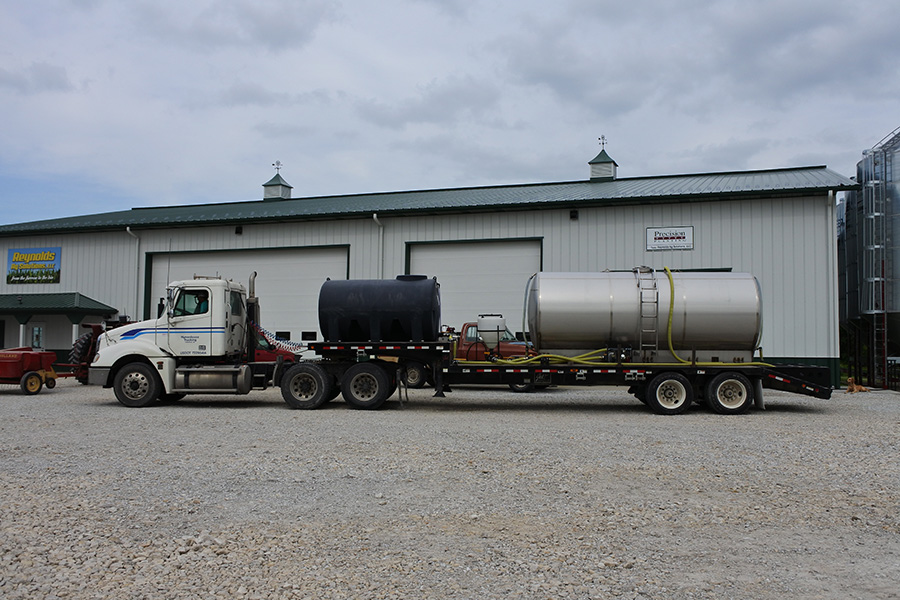 Trailer in front of Reynolds Ag. building